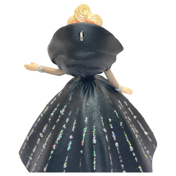 Holiday Barbie Doll Christmas Tree Ornament 1998 Hallmark Keepsake Black Dress - Picture 3 of 16